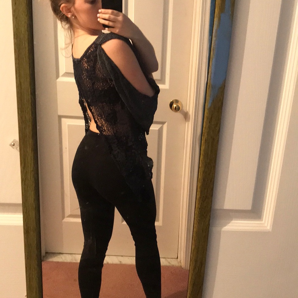 Open back lace blouse